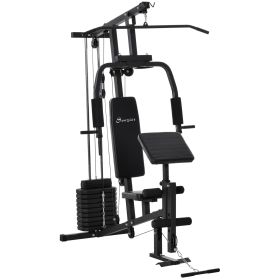 Home Gym Station Multifunction Fitness Workout Bench Black Comprehensive Exercise Hub 58.25L x 42.5W x 81.5H