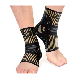 1 Pair Copper Ankle Support Sleeves Unisex Wicking With Arch Heel Stabilization Ideal For Basketball Tennis Running (Option: M)