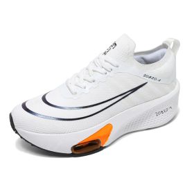 New men's and women's professional air cushion running shoes fashion trend match men's and women's sports shoes comfortable casual shoes 36-45 (Color: White, size: 43)