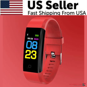 Fitness Smart Watch Activity Tracker Heart Rate For Women Men Oxygen BP Monitor (Color: Red)